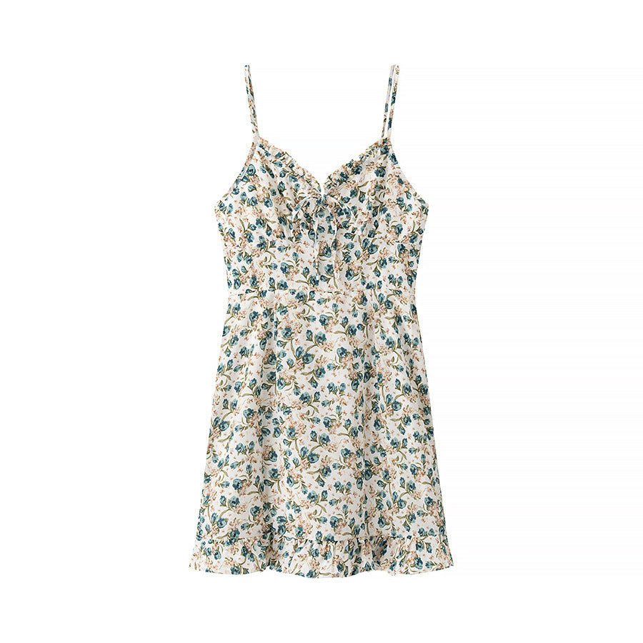 Damen Mini Kleid Blau Größe M Baumwollmischung Meerjungfrau Saum Blumendruck-3