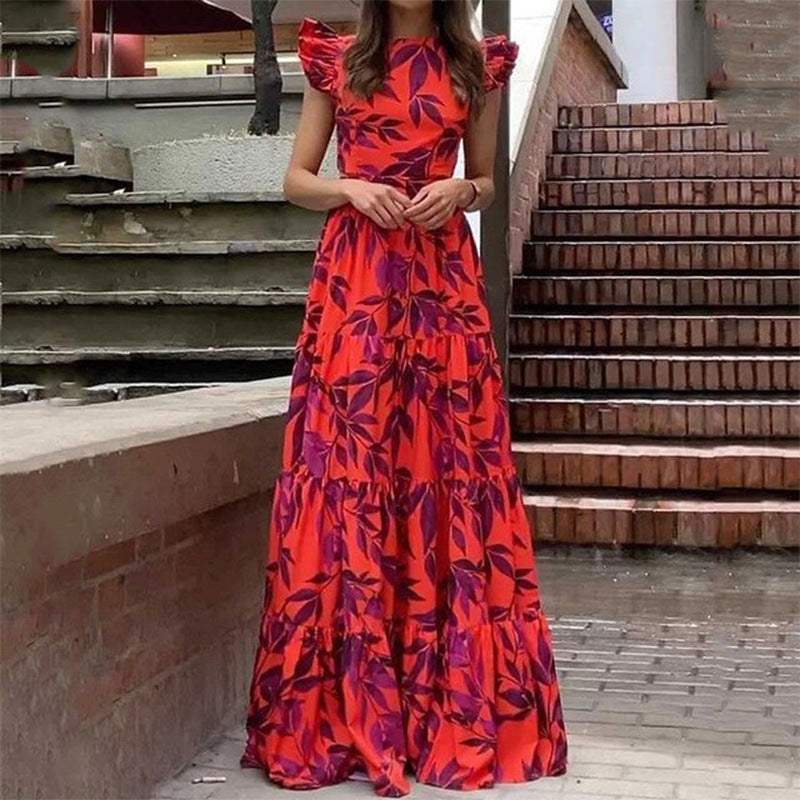 Variant image for Lena Maxikleid Sommer Damen - Elegante Lange Kleider mit Gekräuselten Ärmeln und Gestuftem Rock-1