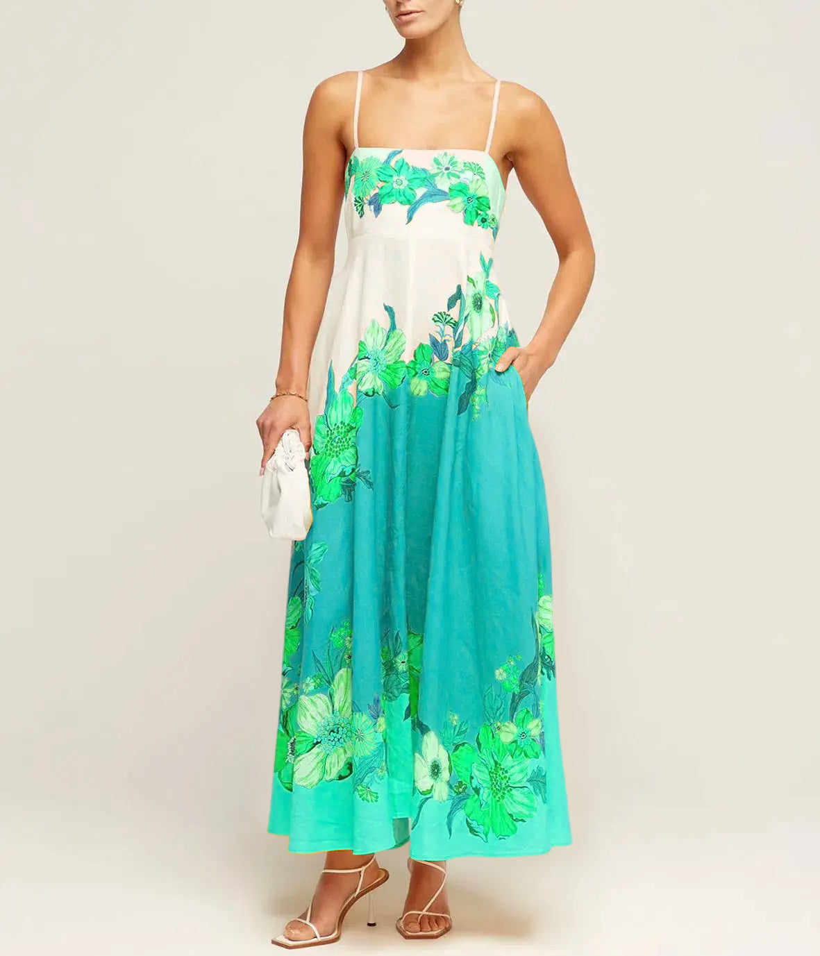 Variant image for Lena Damen Midi Kleid - Smocked Mieder - Paisley Print - A-Linie - Sommerkleider für Freizeit und Urlaub-41