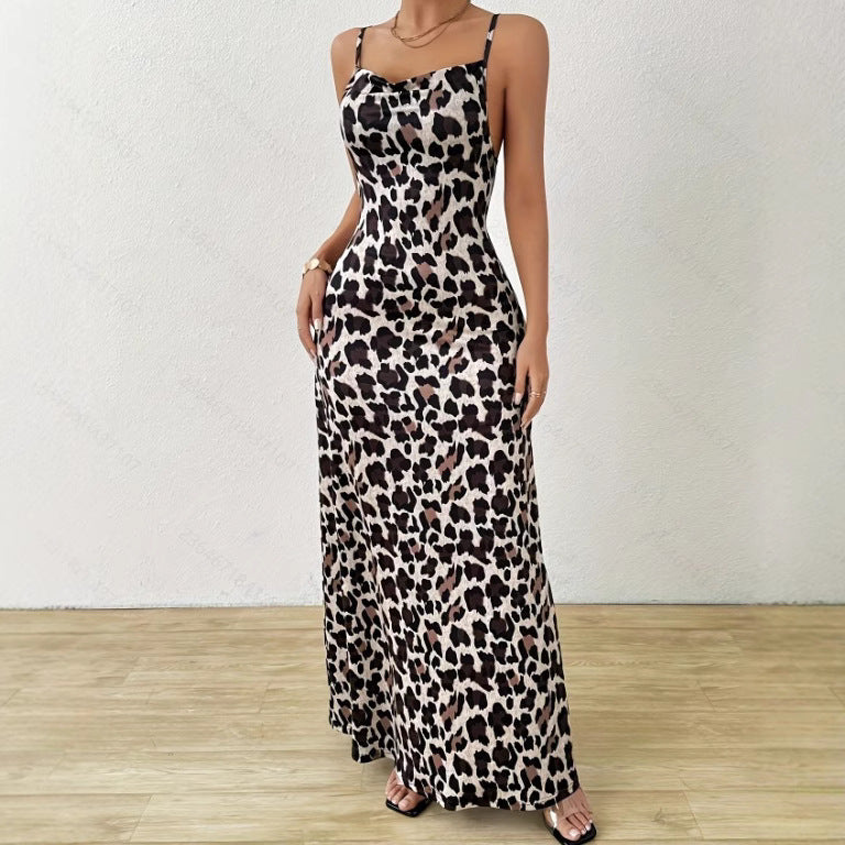Variant image for Damen Maxikleid Leopard Druck Größe M Polyester Festlich-1