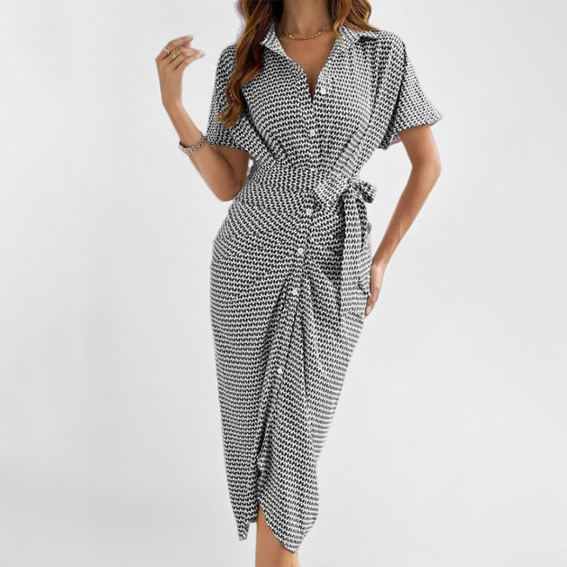 Variant image for Lena Damen Wickelkleid V-Ausschnitt Midi Kurzarm Leichtes Sommerkleid für Elegante Anlässe-1