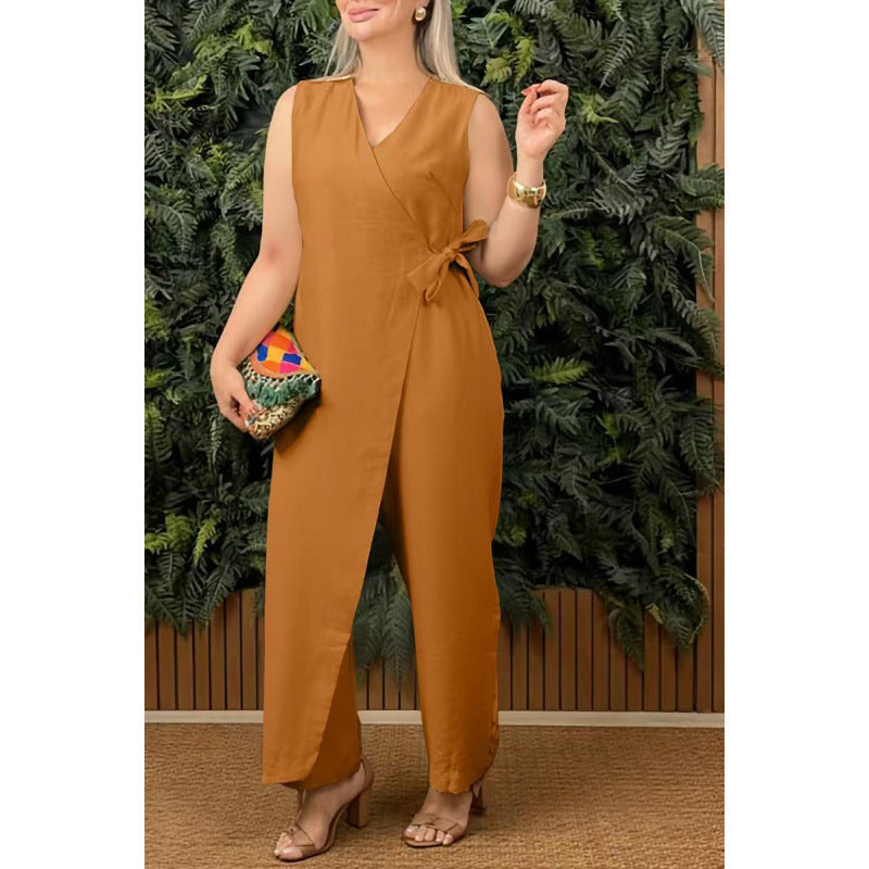 Variant image for Lena Damen Jumpsuit - Wickel V-Ausschnitt, Weites Bein, Eleganter Overall für Sommeranlässe-31