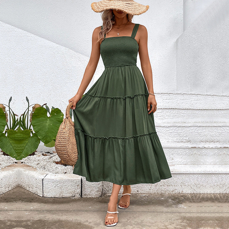 Variant image for Lena Ärmelloses Midi-Kleid - Smocked Mieder, Gestufter Rock - Damenkleid aus Baumwollmischung für Frühling/Sommer-5