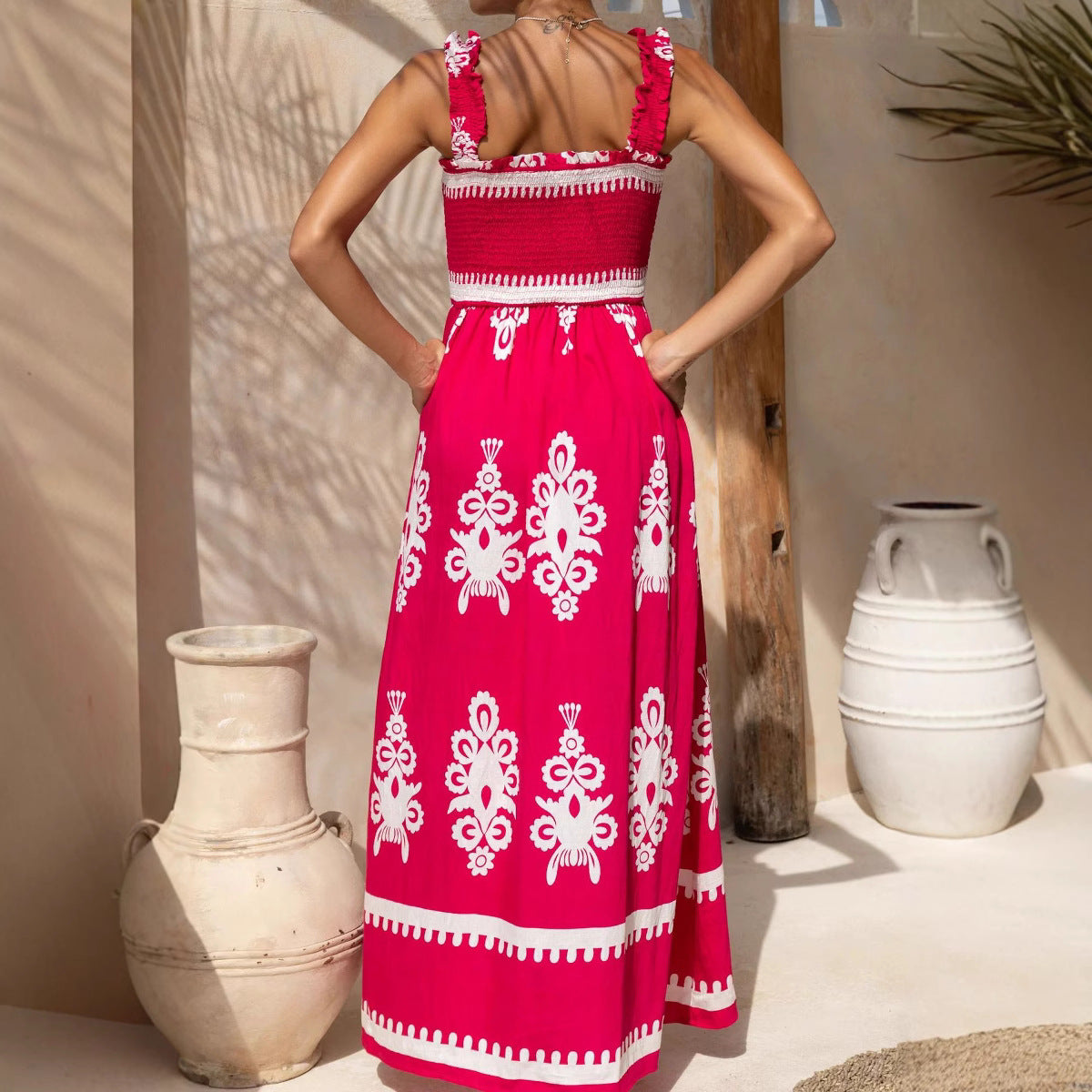 Lena Maxikleid Sommer Damen - Ärmelloses Riemchendesign - Fließender Stoff für Strand & Freizeit-4