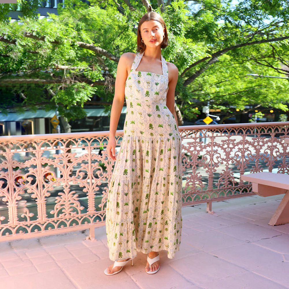 Lena Damen Sommerkleid Mit Offenem Rücken, Leichte Baumwolle, A-Linie, Smocked Mieder, Ideal Für Frühling/Sommer-3