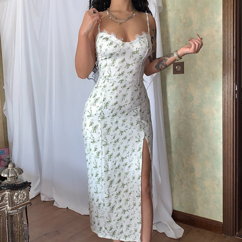 Variant image for Lena Damen Midi Kleid - Blumendruck - Schatz Ausschnitt - Spaghetti-Träger - Sommerkleider Damen-9