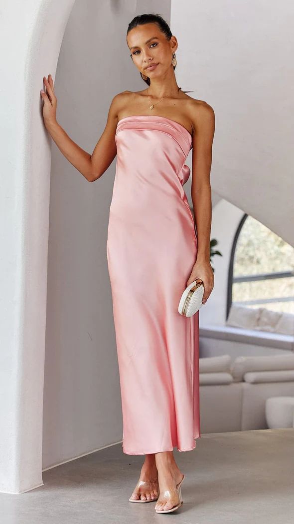 Variant image for Lena Elegantes Maxikleid Damen - Trägerloses Satin Maxikleid Festlich für Sommer Events-33