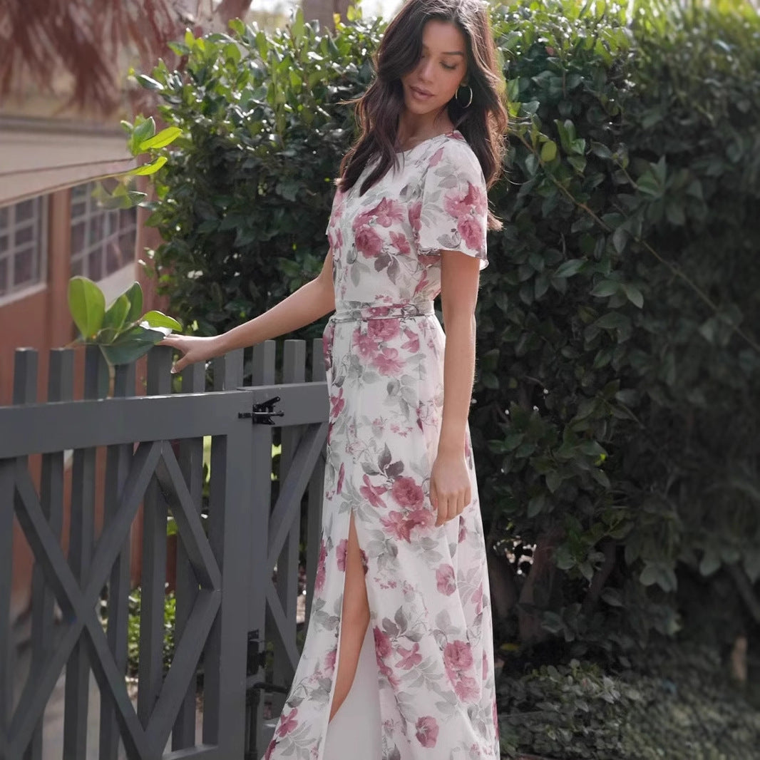 Lena Floral Maxikleid Damen - Schlanker Schnitt, Blumendruck, Lange Kleider Sommer-2