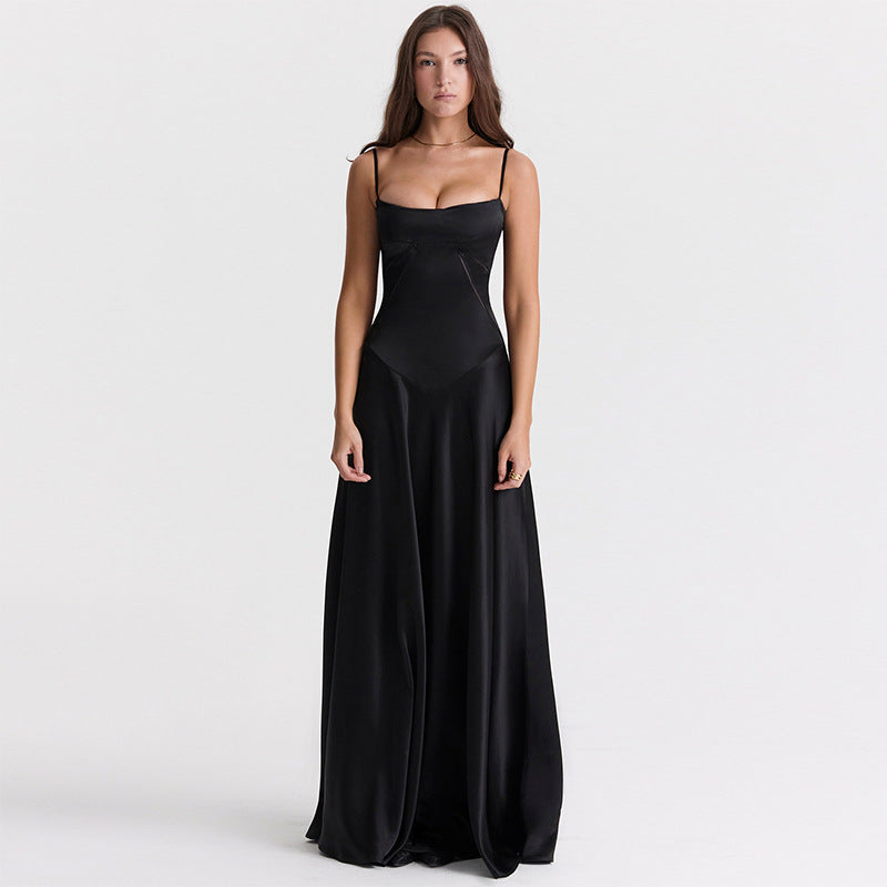 Variant image for Lena Abendkleid Lang Aus Satin – A-Linie Mit Spaghetti-Trägern Für Elegante Anlässe-5