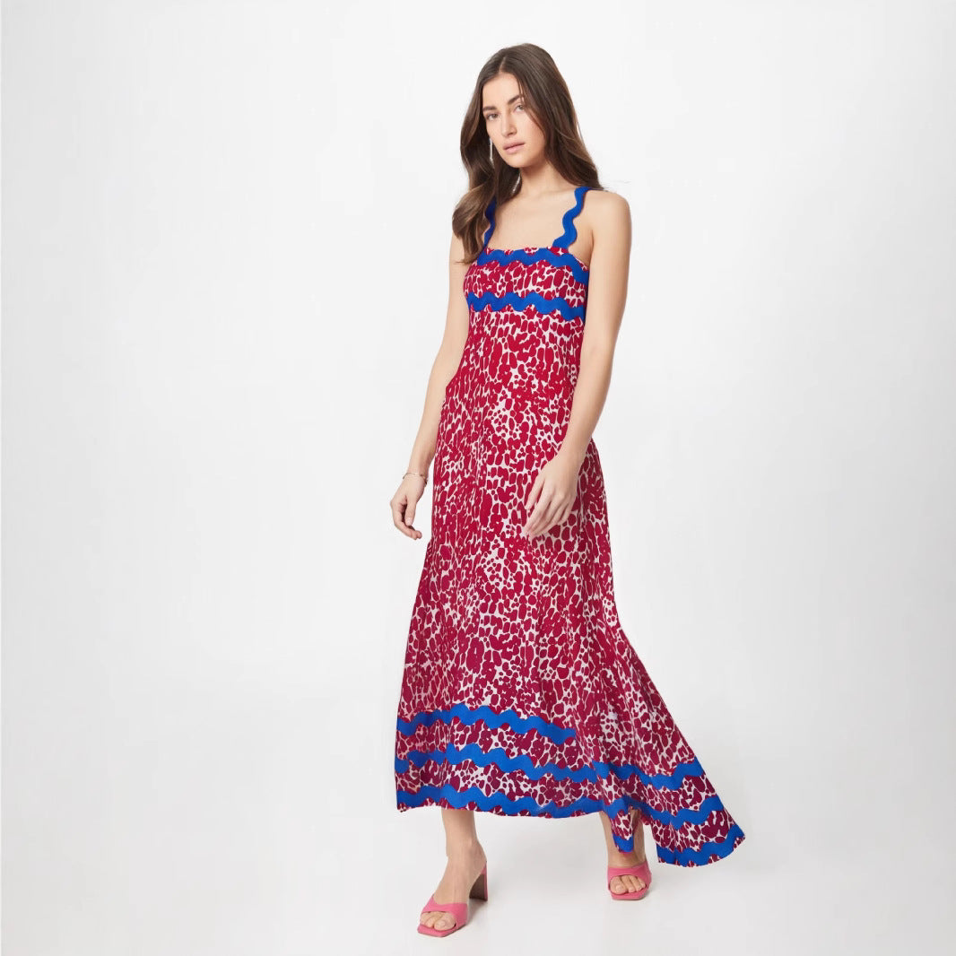Variant image for Lena Langes Blumendruck Kleid für Damen – A-Line, Riemchen Schultern, Festliche Kleider für Sommerhochzeiten und Gartenpartys-5