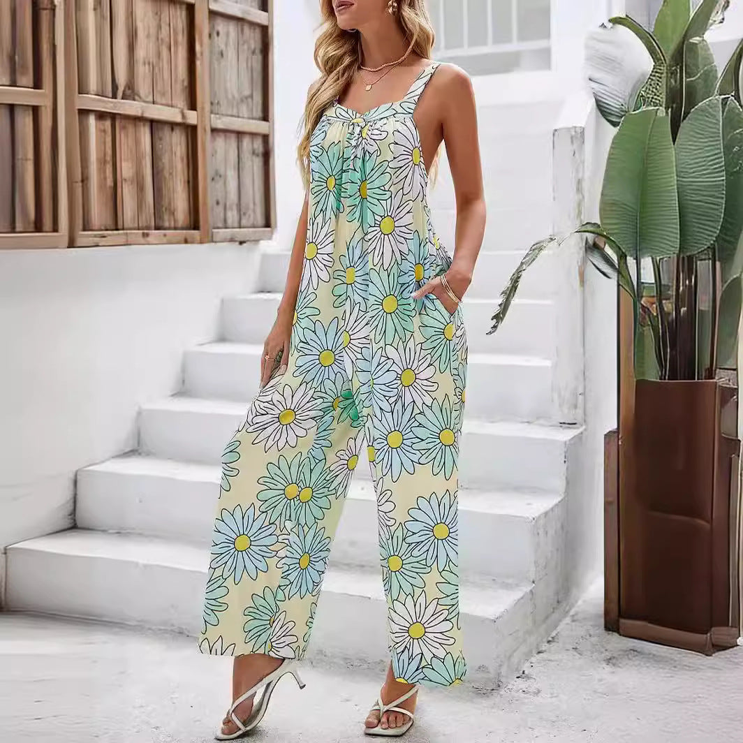 Lena Damen Jumpsuit - Leichter Ärmelloser Overall mit Weitem Bein für Sommer Freizeit-2