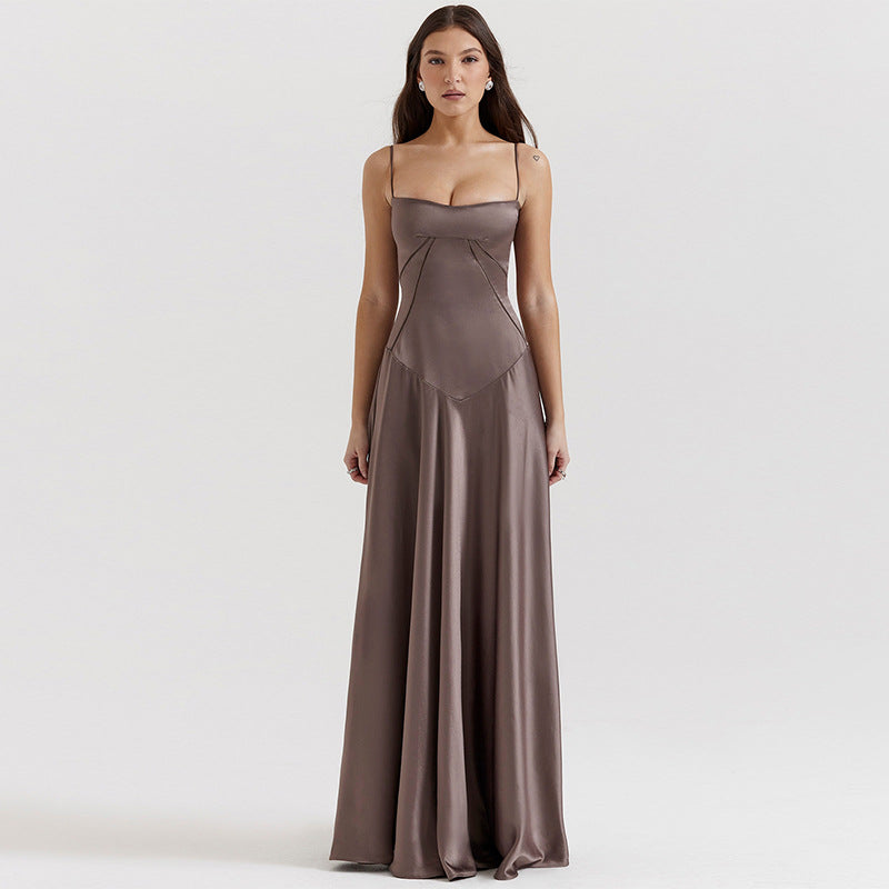 Variant image for Lena Abendkleid Lang Aus Satin – A-Linie Mit Spaghetti-Trägern Für Elegante Anlässe-9