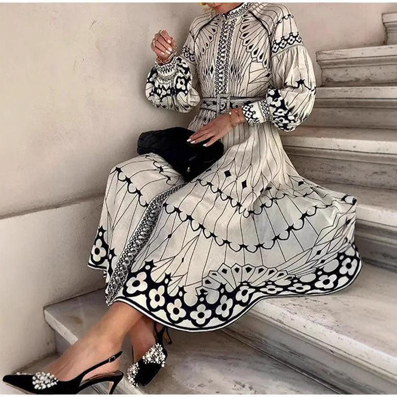 Lena Damen Midi Kleid - Elegantes Sommerkleid mit Gürtel für Hochzeitsgast und besondere Anlässe-3
