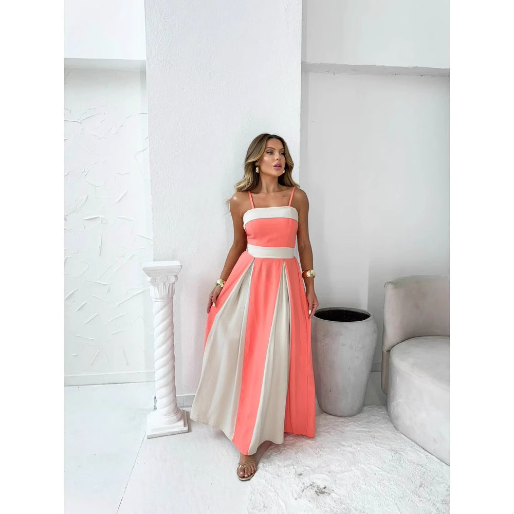 Variant image for Lena Elegantes Maxikleid Sommer Damen - Ärmellos, Hohe Taille, Spaghetti-Träger, Fließender Rock-1