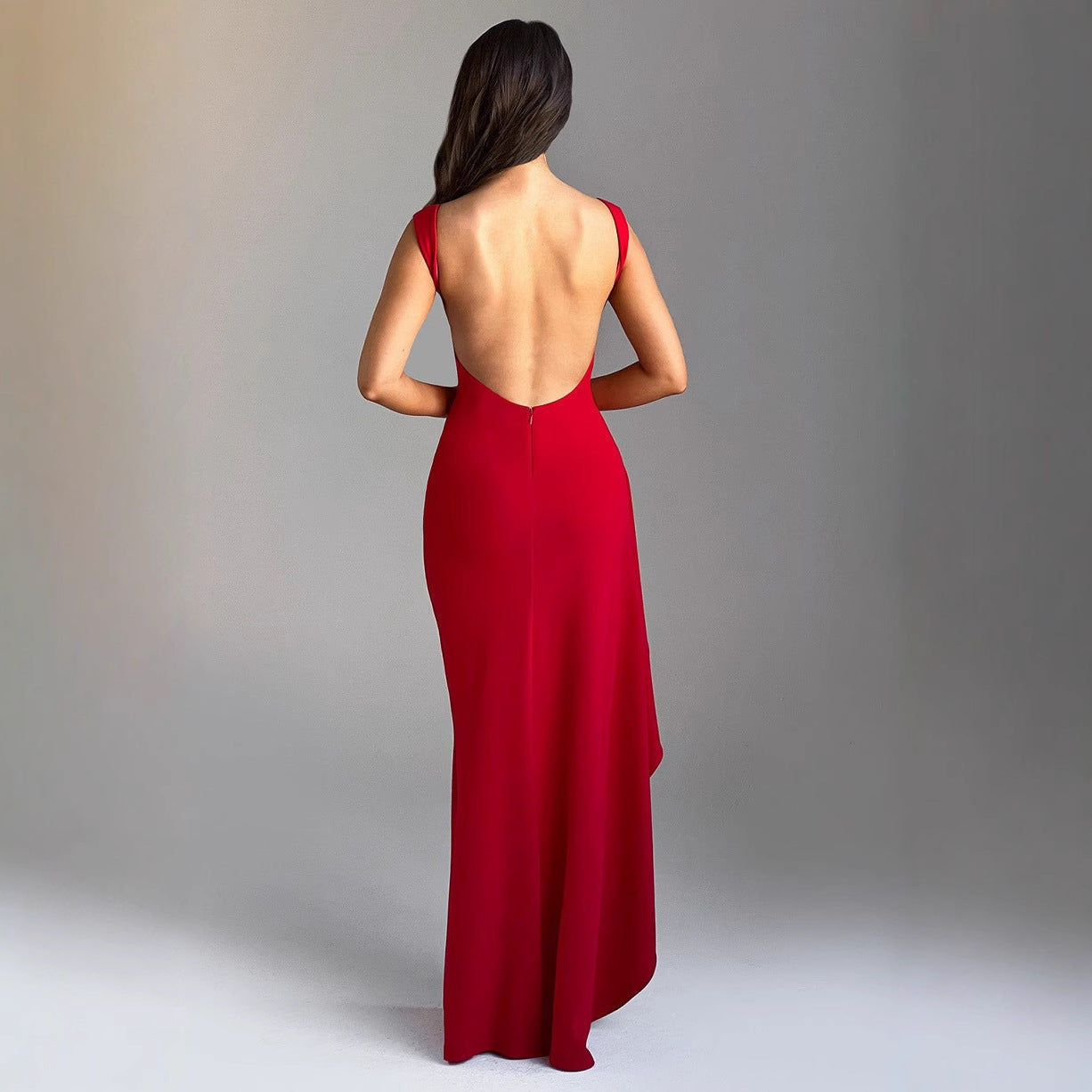 Lena Abendkleid Lang - Schlanker Pass, Satin-Feel, Ärmellos, Hoher Schlitz für Glamouröse Abende-3