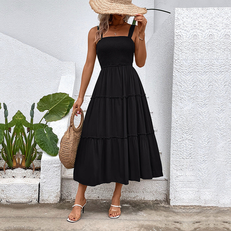 Variant image for Lena Ärmelloses Midi-Kleid - Smocked Mieder, Gestufter Rock - Damenkleid aus Baumwollmischung für Frühling/Sommer-3
