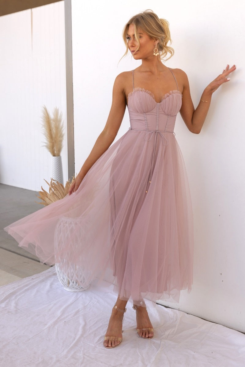 Lena Abendkleid - Elegantes A-Line Kleid mit Netzüberzug für Damen, Ideal für Hochzeiten und Abendveranstaltungen-1