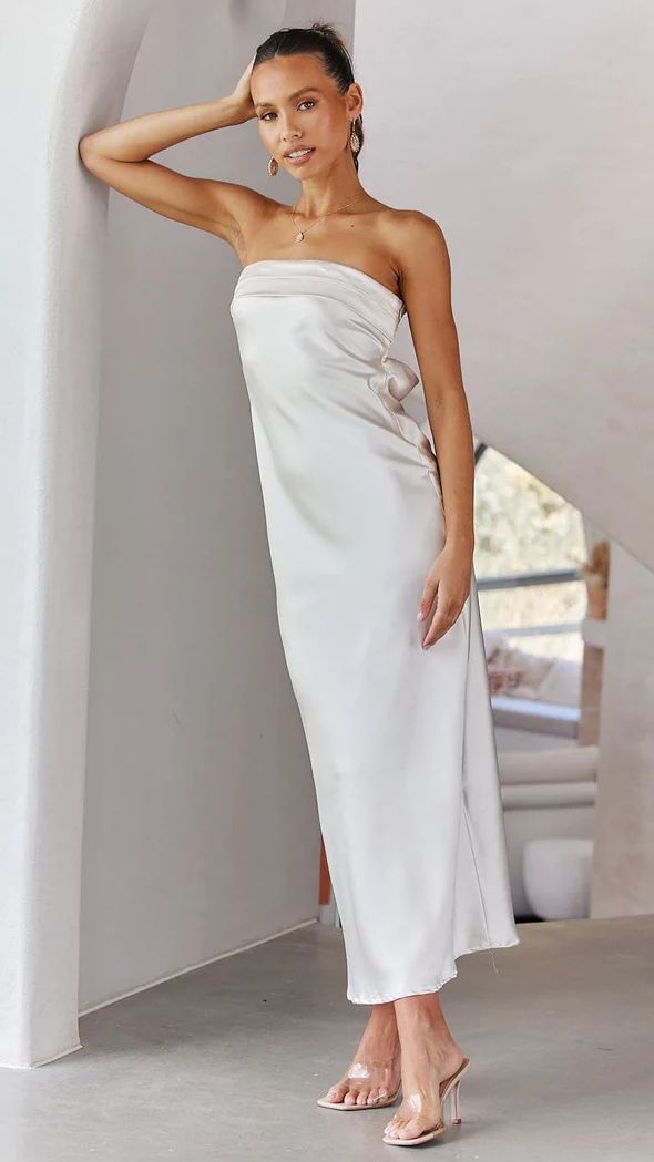 Variant image for Lena Elegantes Maxikleid Damen - Trägerloses Satin Maxikleid Festlich für Sommer Events-29