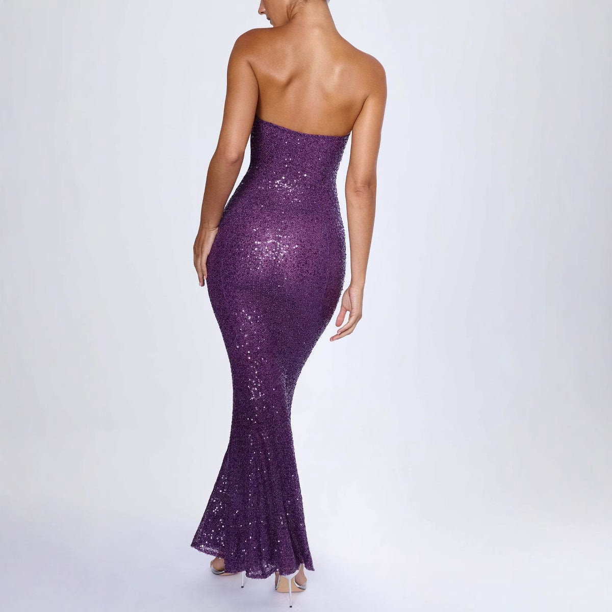 Lena Abendkleid Lang - Trägerloses Meerjungfrau-Design mit Pailletten für Abiball und Hochzeiten-3