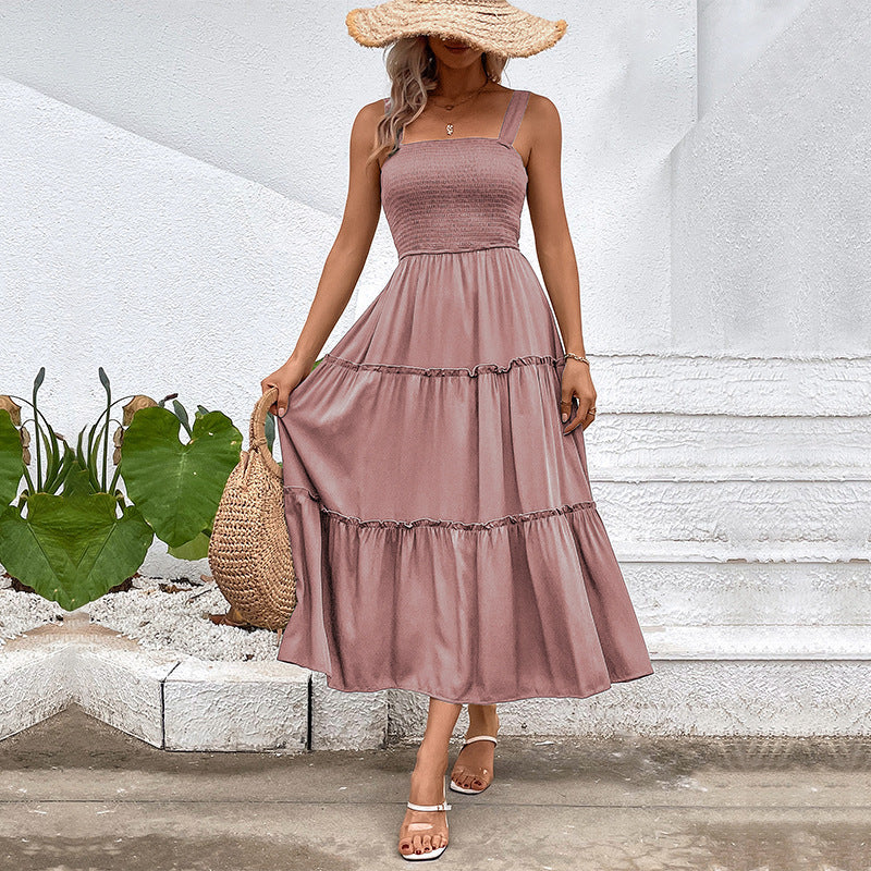 Variant image for Lena Ärmelloses Midi-Kleid - Smocked Mieder, Gestufter Rock - Damenkleid aus Baumwollmischung für Frühling/Sommer-9