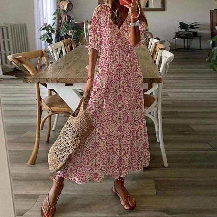 Variant image for Lena Damen Midi Kleid - Entspannte Passform mit V-Ausschnitt und Quastendetails für Sommerkleider-6