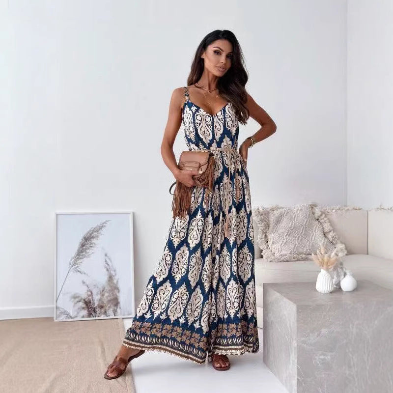 Variant image for Lena Eleganter Jumpsuit Damen Weiß - V-Ausschnitt, Weites Bein, Gürtel Taille, Leichter Druckstoff für Sommer-18