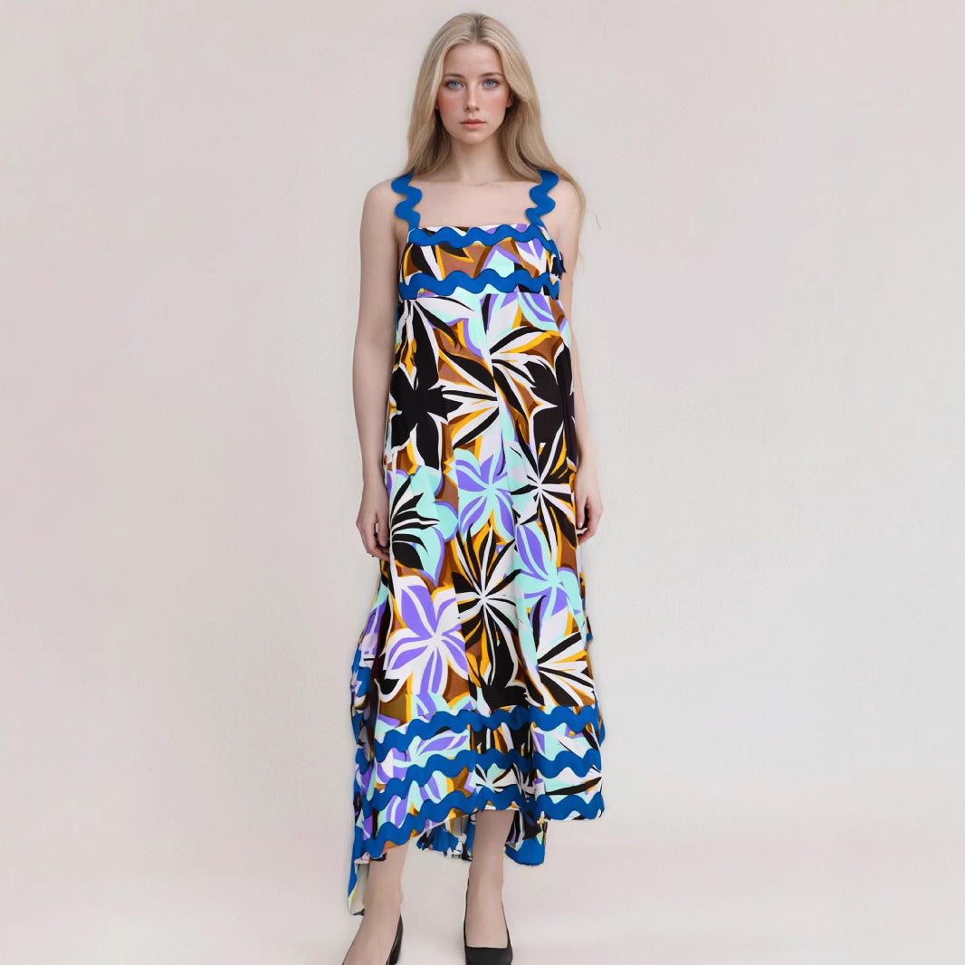 Lena Langes Blumendruck Kleid für Damen – A-Line, Riemchen Schultern, Festliche Kleider für Sommerhochzeiten und Gartenpartys-5