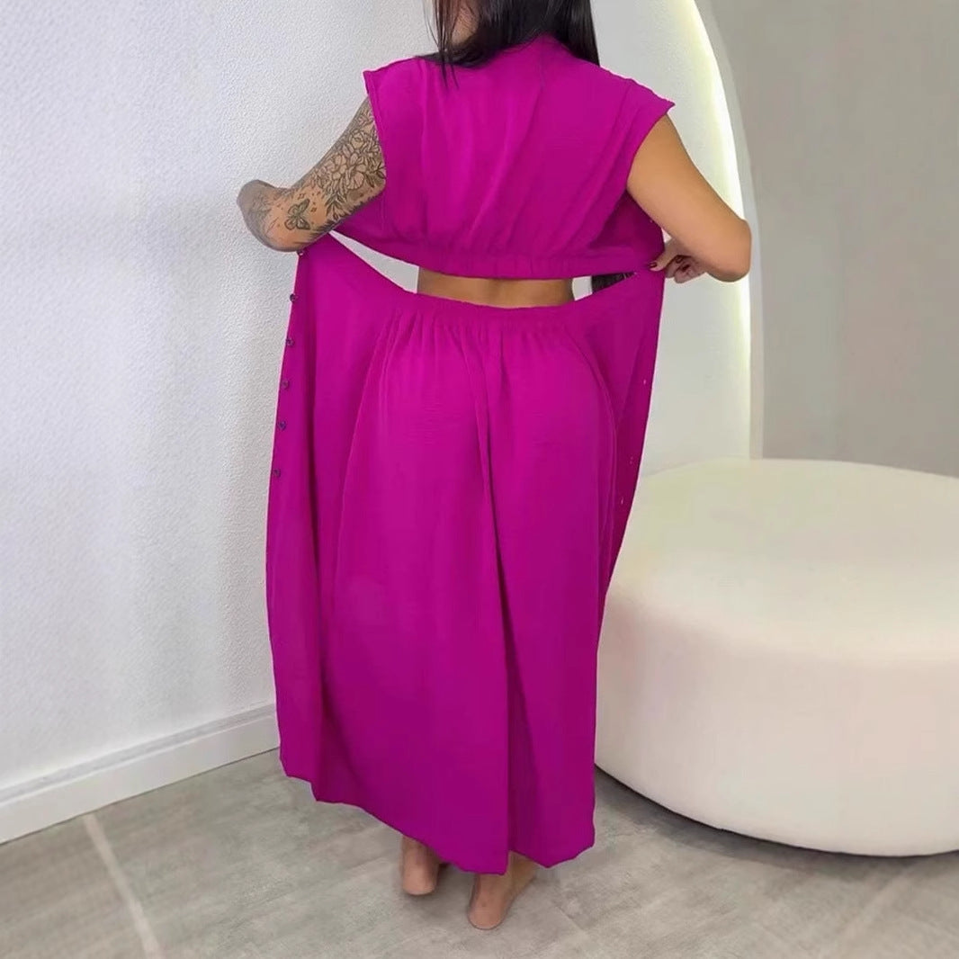 Lena Damen Midi Kleid - Slim Fit Ärmellos mit Knopfdruck für Sommer - Elegante Kleider Damen-4