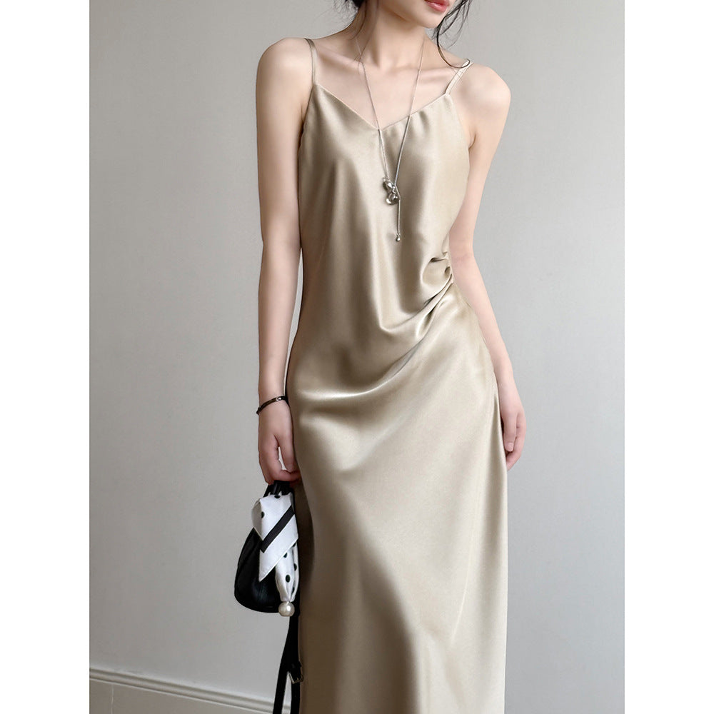 Lena Damen Satin A-Linie Camisolkleid – Elegantes Kleid für Hochzeitsgast & Festliche Anlässe-2