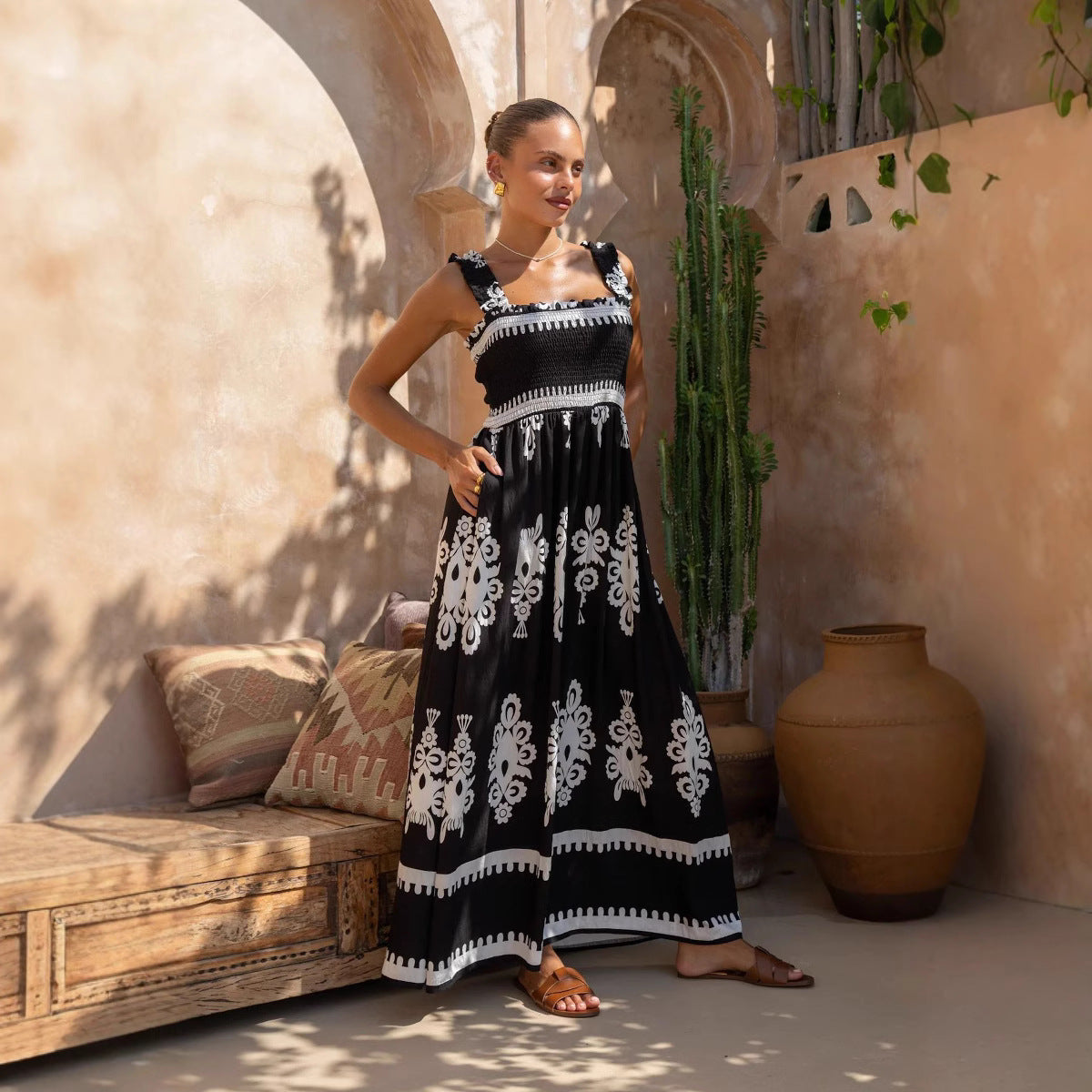 Variant image for Lena Maxikleid Sommer Damen - Ärmelloses Riemchendesign - Fließender Stoff für Strand & Freizeit-5