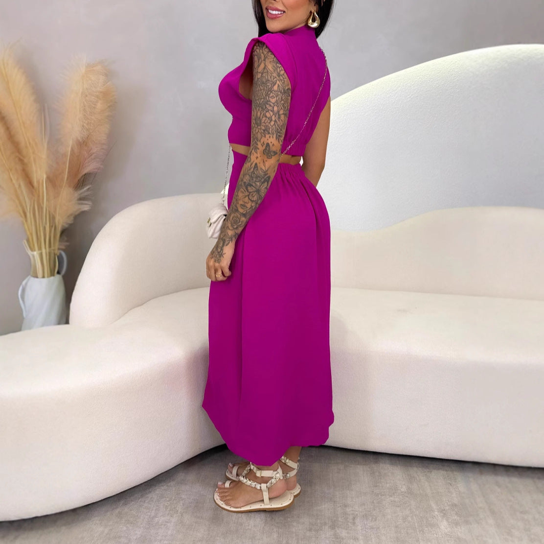 Lena Damen Midi Kleid - Slim Fit Ärmellos mit Knopfdruck für Sommer - Elegante Kleider Damen-3