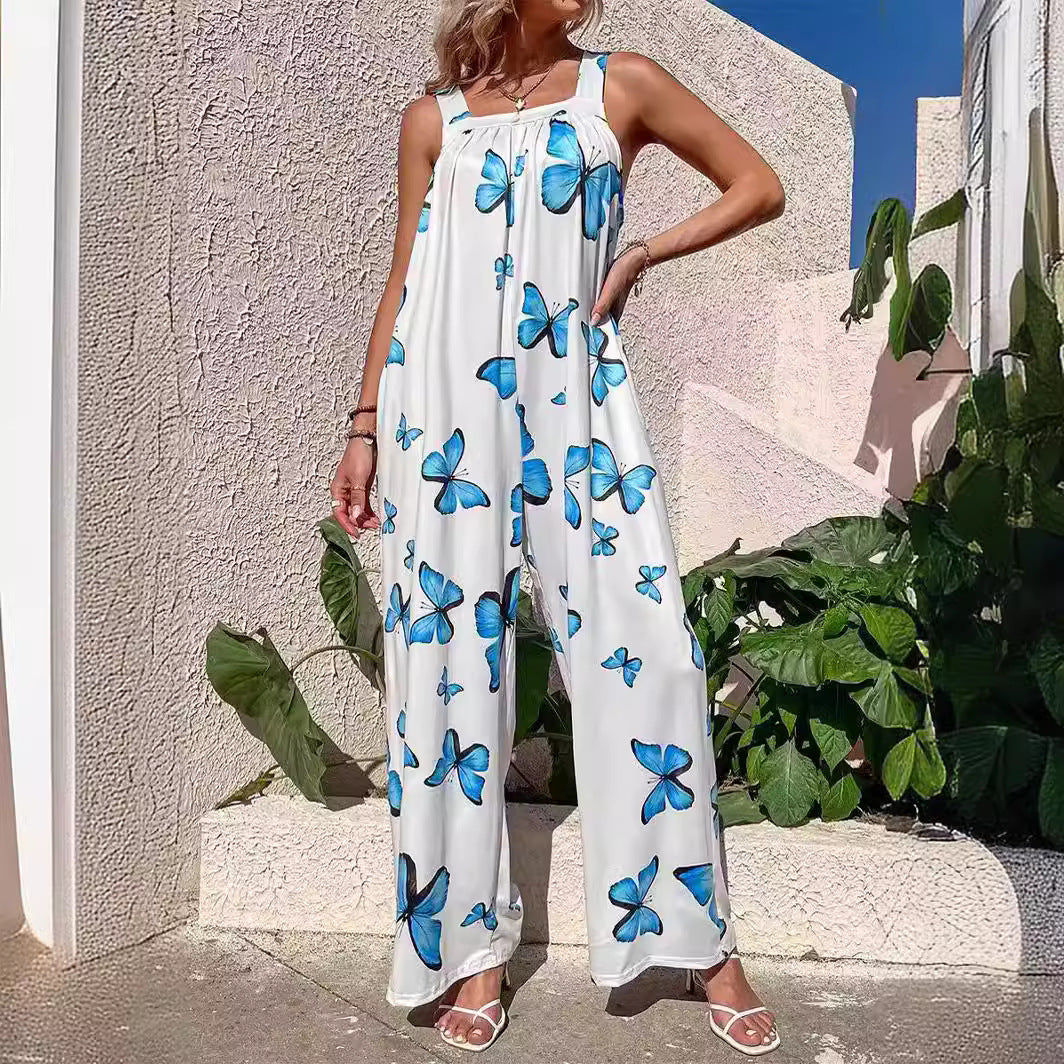 Lena Damen Jumpsuit - Leichter Ärmelloser Overall mit Weitem Bein für Sommer Freizeit-3