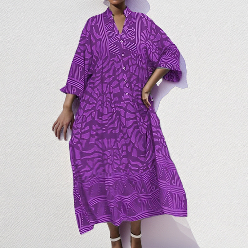 Variant image for Lena Damen Sommerkleid - Lockerer Midi Stil mit Knopffront und Rollärmeln für Freizeit und Sommer-5