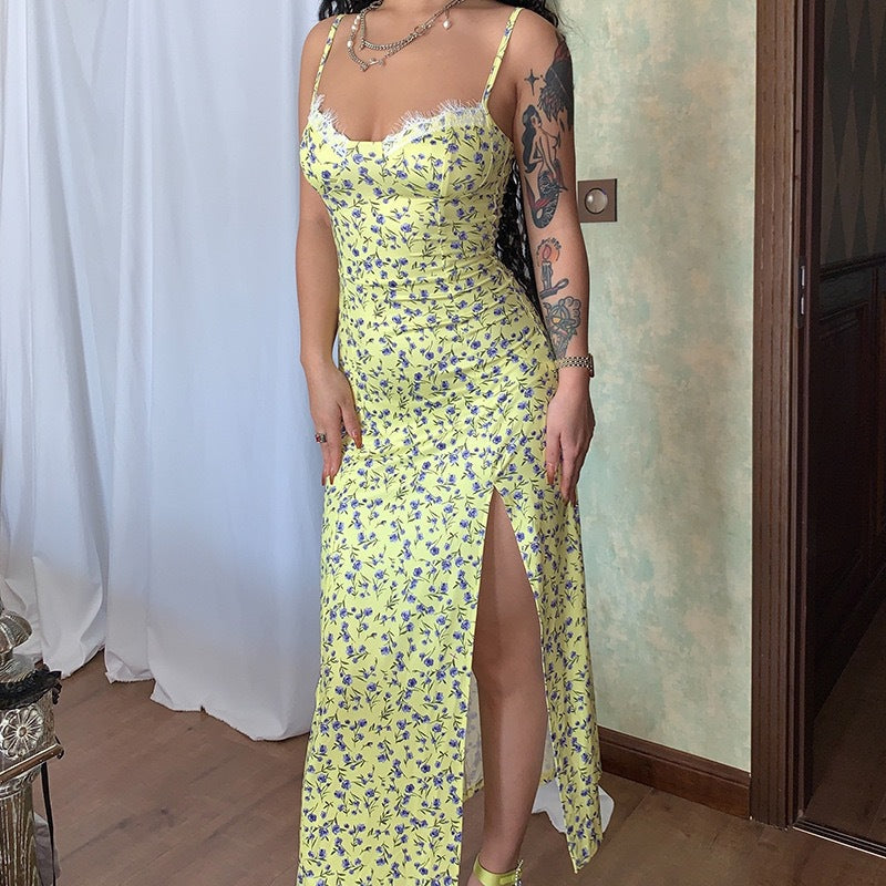 Variant image for Lena Damen Midi Kleid - Blumendruck - Schatz Ausschnitt - Spaghetti-Träger - Sommerkleider Damen-6