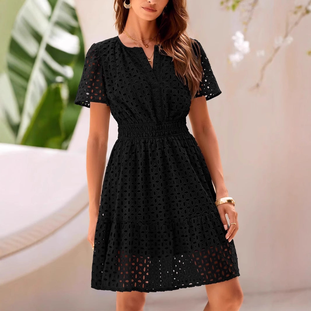 Damen A-Linien Kleid Blau Größe M Baumwollmischung V-Ausschnitt Sommerkleider-3