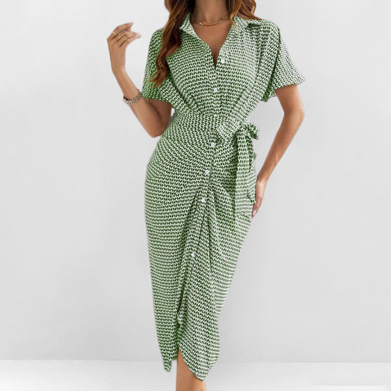 Variant image for Lena Damen Wickelkleid V-Ausschnitt Midi Kurzarm Leichtes Sommerkleid für Elegante Anlässe-5