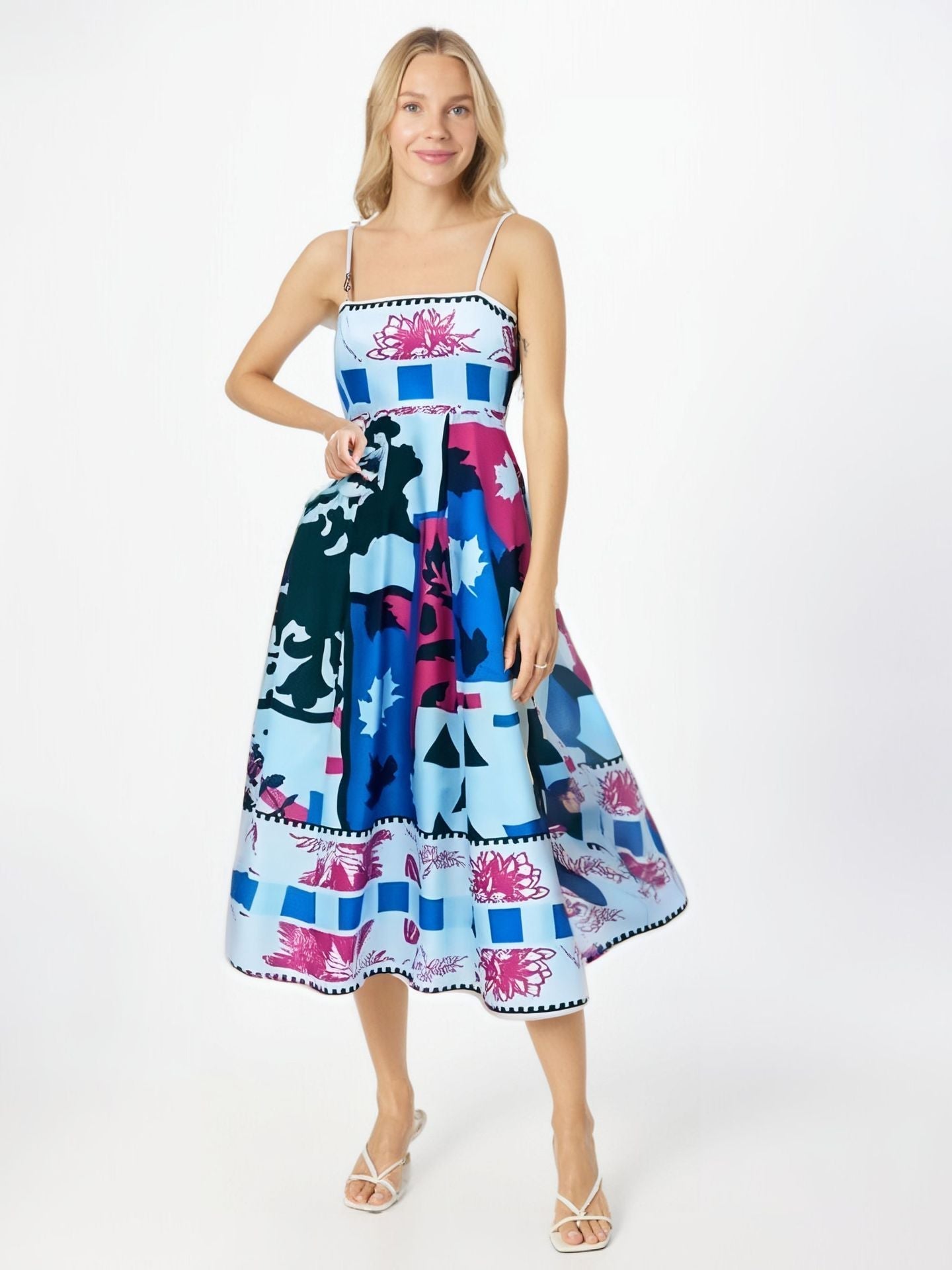 Variant image for Lena Maxikleid für Frauen - Trägerlos - Hohe Taille - Abstrakter Druck - Leicht und Fließend-29