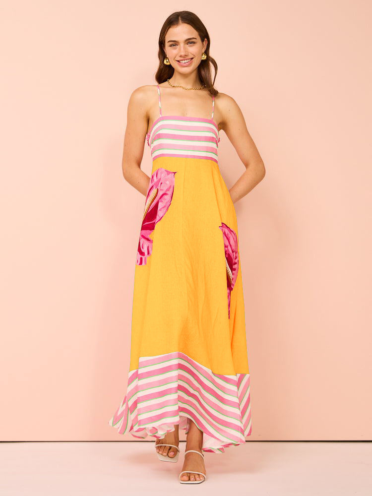 Variant image for Lena Damen Midi Kleid - Smocked Mieder - Paisley Print - A-Linie - Sommerkleider für Freizeit und Urlaub-29