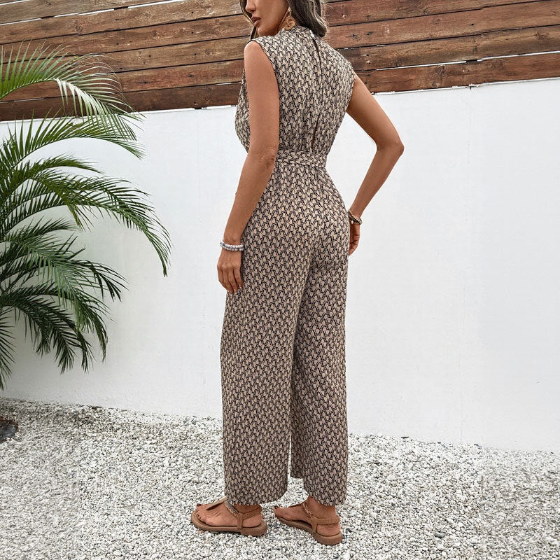 Lena Damen Jumpsuit Schwarz - Elegant, Ärmellos, Atmungsaktiv, Krawatten Taille, Voller Länge, Ideal für Sommer-3