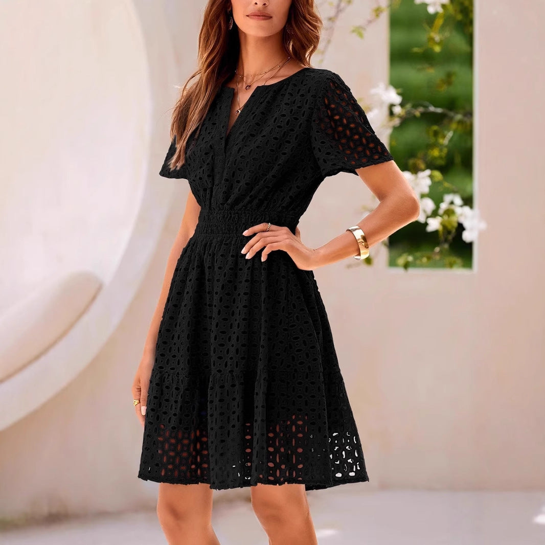 Damen A-Linien Kleid Blau Größe M Baumwollmischung V-Ausschnitt Sommerkleider-2
