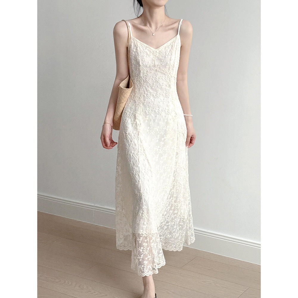 Lena Damen-Spitzen-Maxikleid mit V-Ausschnitt – Festliches Kleid für Hochzeitsgast und besondere Anlässe-2