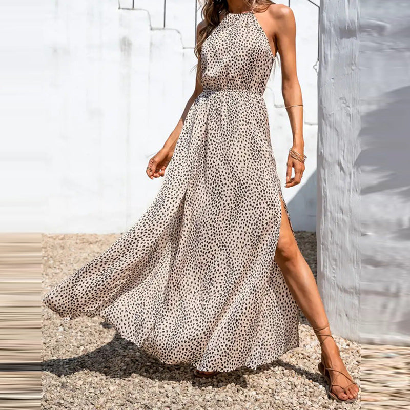 Variant image for Lena Elegantes Maxikleid Sommer Halfterhals A-Line Polka Dots für Damen - Lange Kleider Festlich-1