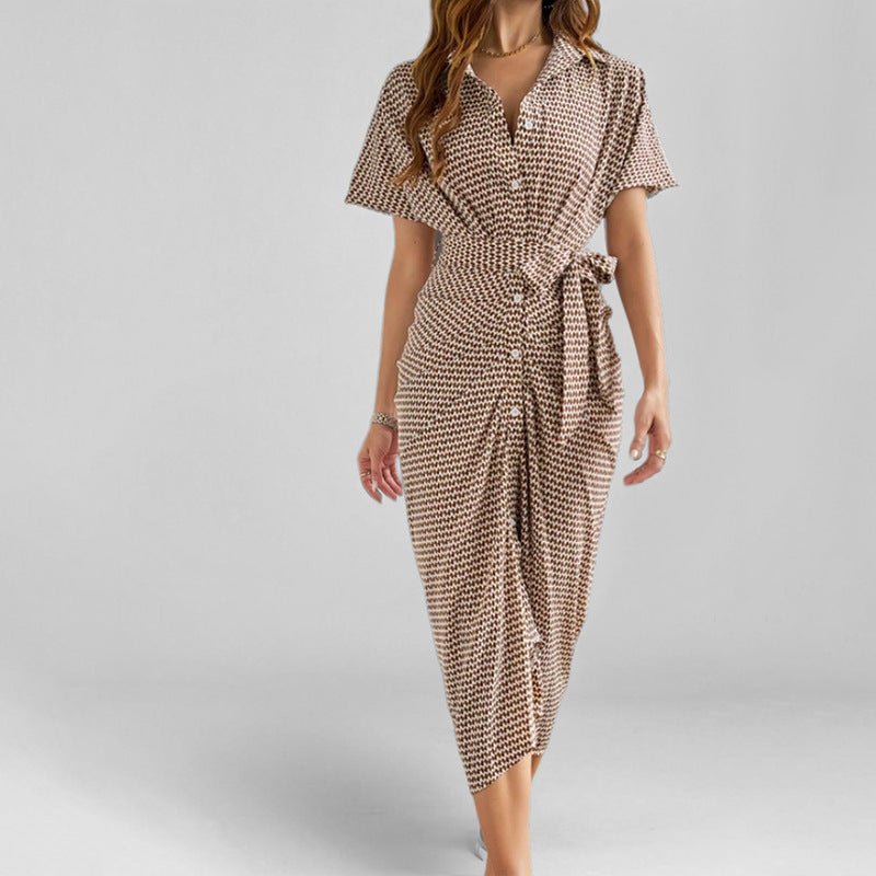 Variant image for Lena Damen Wickelkleid V-Ausschnitt Midi Kurzarm Leichtes Sommerkleid für Elegante Anlässe-10
