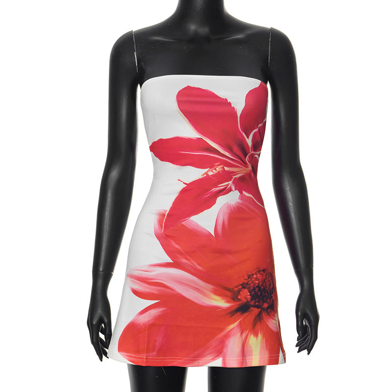 Damen Mini Kleid Schwarz Größe M Bodycon Blumendruck Stretch-5
