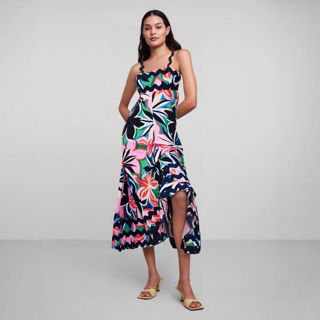 Lena Langes Blumendruck Kleid für Damen – A-Line, Riemchen Schultern, Festliche Kleider für Sommerhochzeiten und Gartenpartys-1