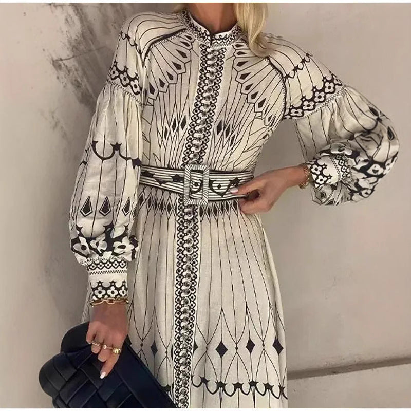 Lena Damen Midi Kleid - Elegantes Sommerkleid mit Gürtel für Hochzeitsgast und besondere Anlässe-4