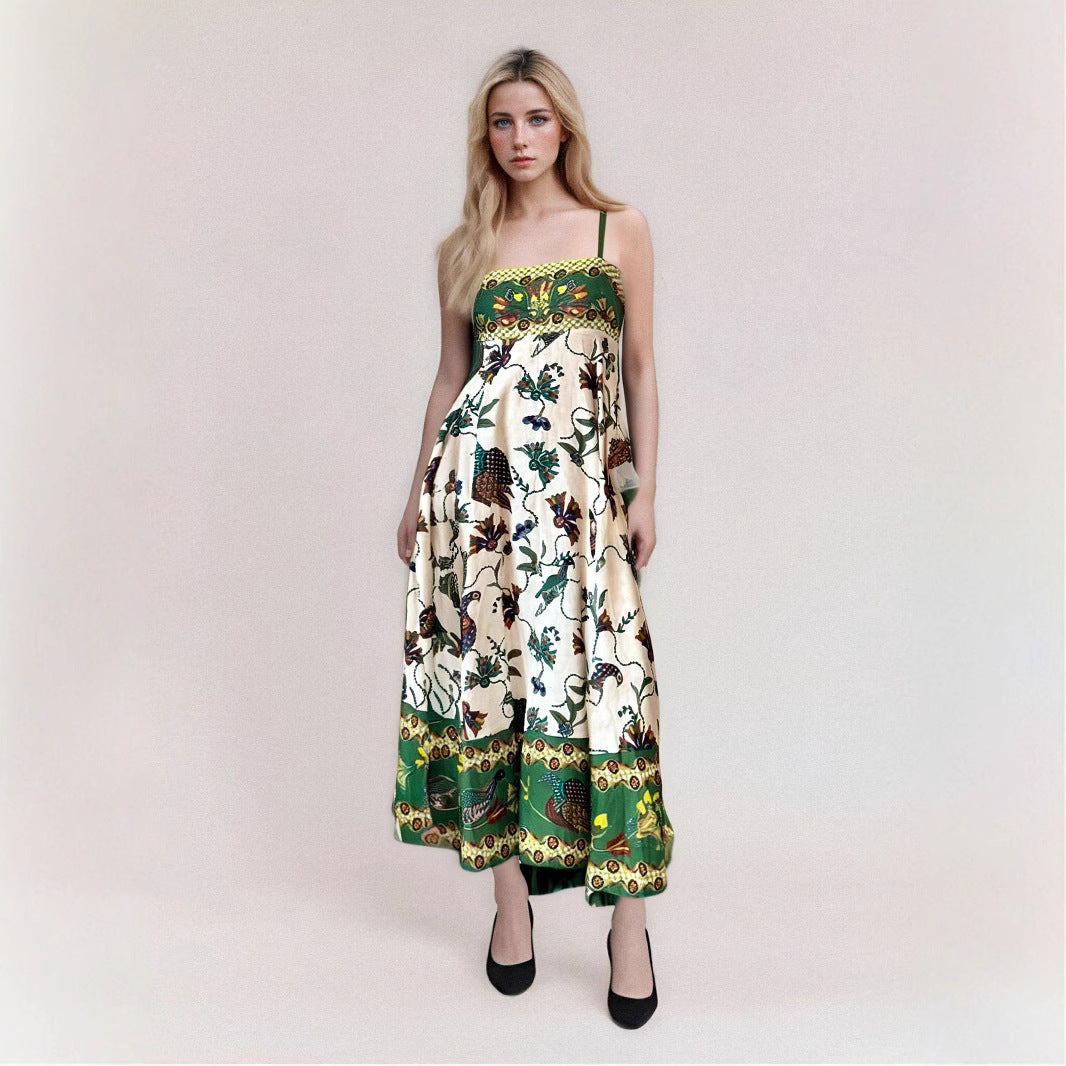 Lena Maxikleid für Frauen - Trägerlos - Hohe Taille - Abstrakter Druck - Leicht und Fließend-5