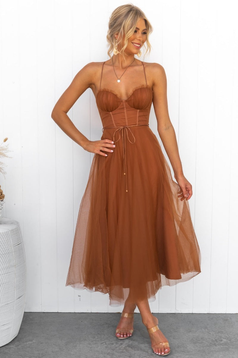 Lena Abendkleid - Elegantes A-Line Kleid mit Netzüberzug für Damen, Ideal für Hochzeiten und Abendveranstaltungen-2