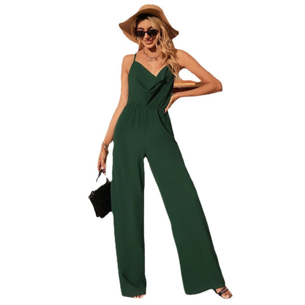 Lena Damen Jumpsuit Ärmellos V-Ausschnitt Elegant für Sommer - Weite Beine, Vielseitig Kombinierbar-5
