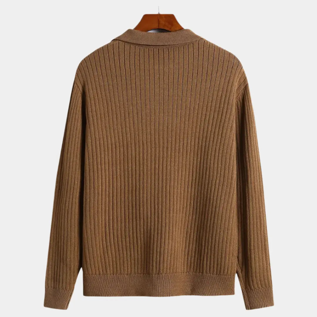 Herrenpullover Braun Größe M Chemische Faser V-Ausschnitt Vertikales Muster-2